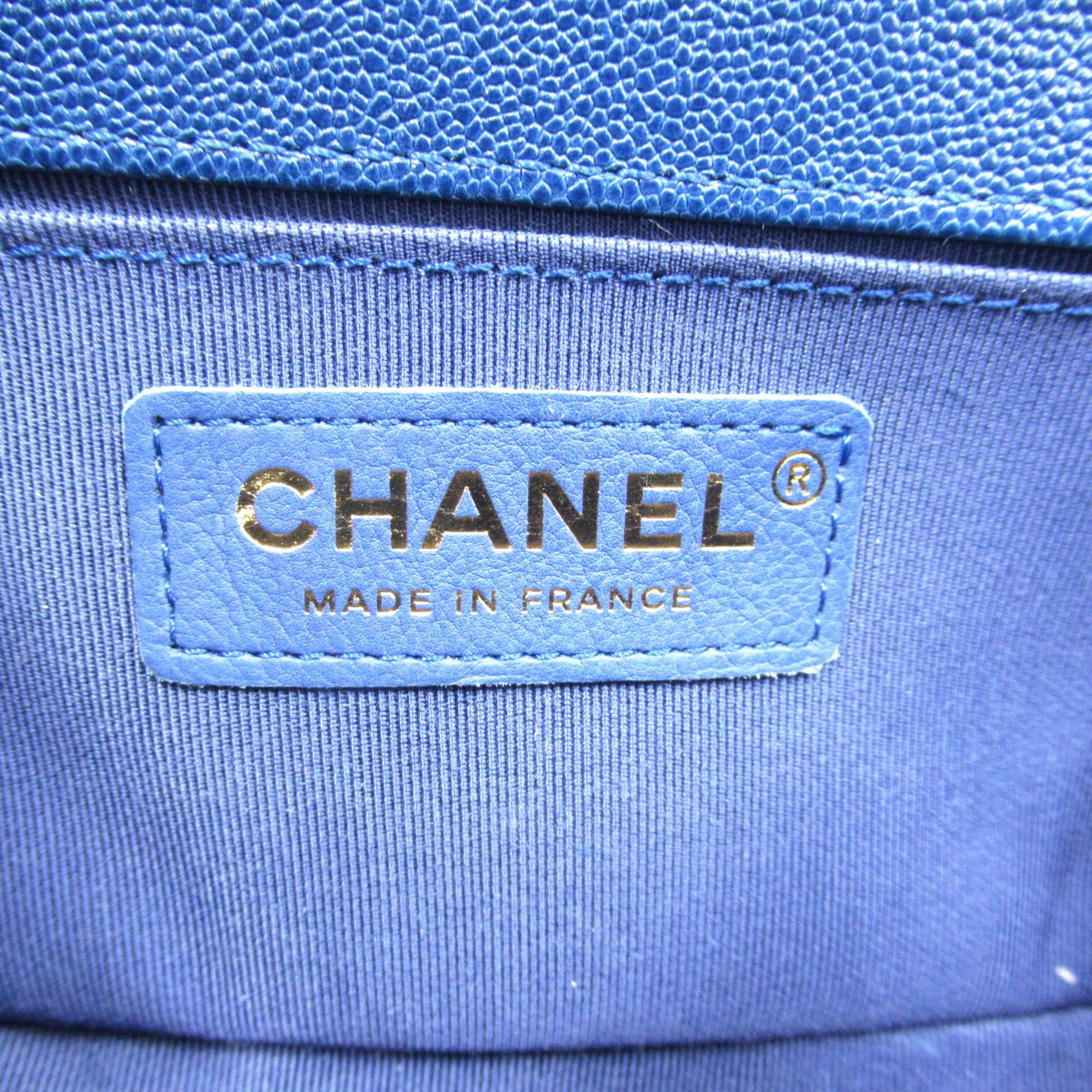 CHANEL Boy Chanel ChainShoulder Blue Caviar Skin (Grained Calf) A676851