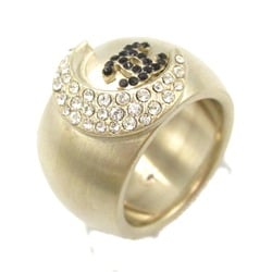 CHANEL COCO Mark Ring Gold Gold Plated Stone Gold