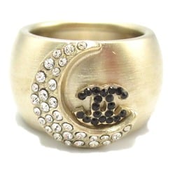 CHANEL COCO Mark Ring Gold Gold Plated Stone Gold