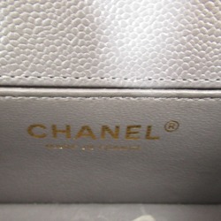 CHANEL Boy Chanel Mini Chain Shoulder Bag Gray Caviar Skin (Grained Calf)