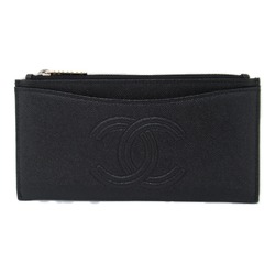 CHANEL Round long wallet Black Caviar Skin (Grained Calf)