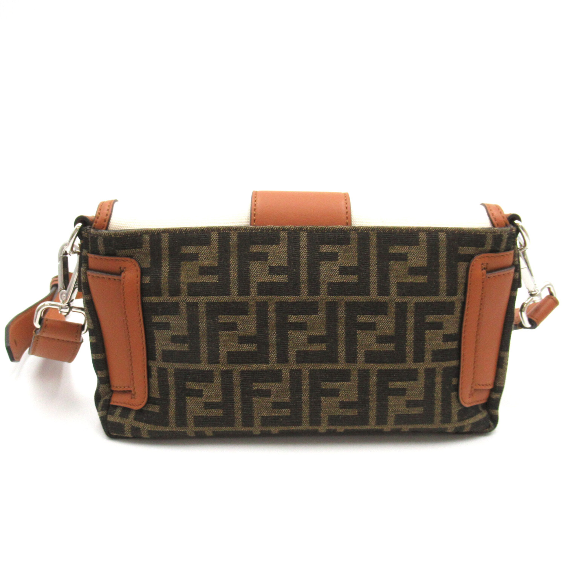 FENDI Zucca Shoulder Bag Brown Beige canvas leather 7VA472