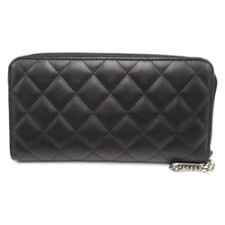 CHANEL Cambon Round Long Wallet Black enamel Calfskin (cowhide) A50078