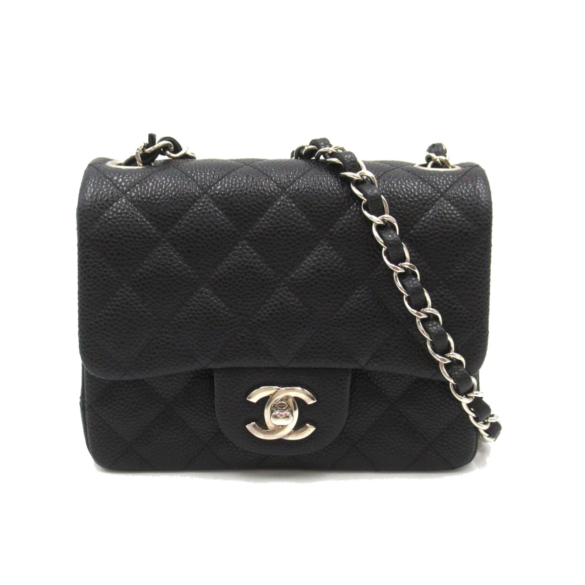 CHANEL Mini Materasse Chain Shoulder Black Caviar Skin (Grained Calf)