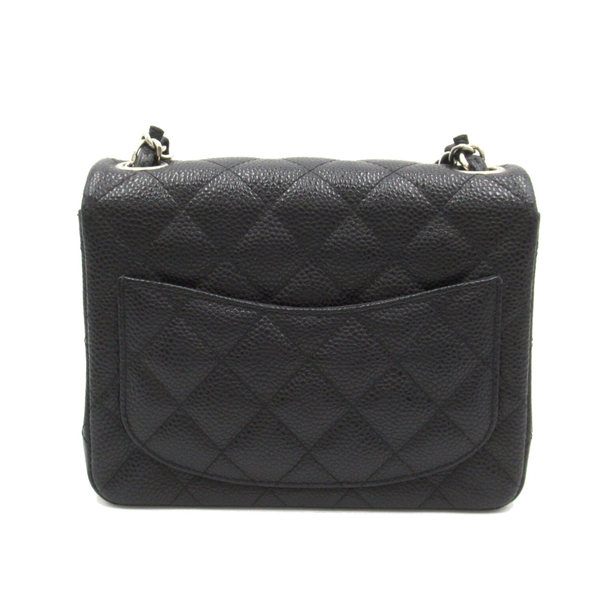 CHANEL Mini Materasse Chain Shoulder Black Caviar Skin (Grained Calf)