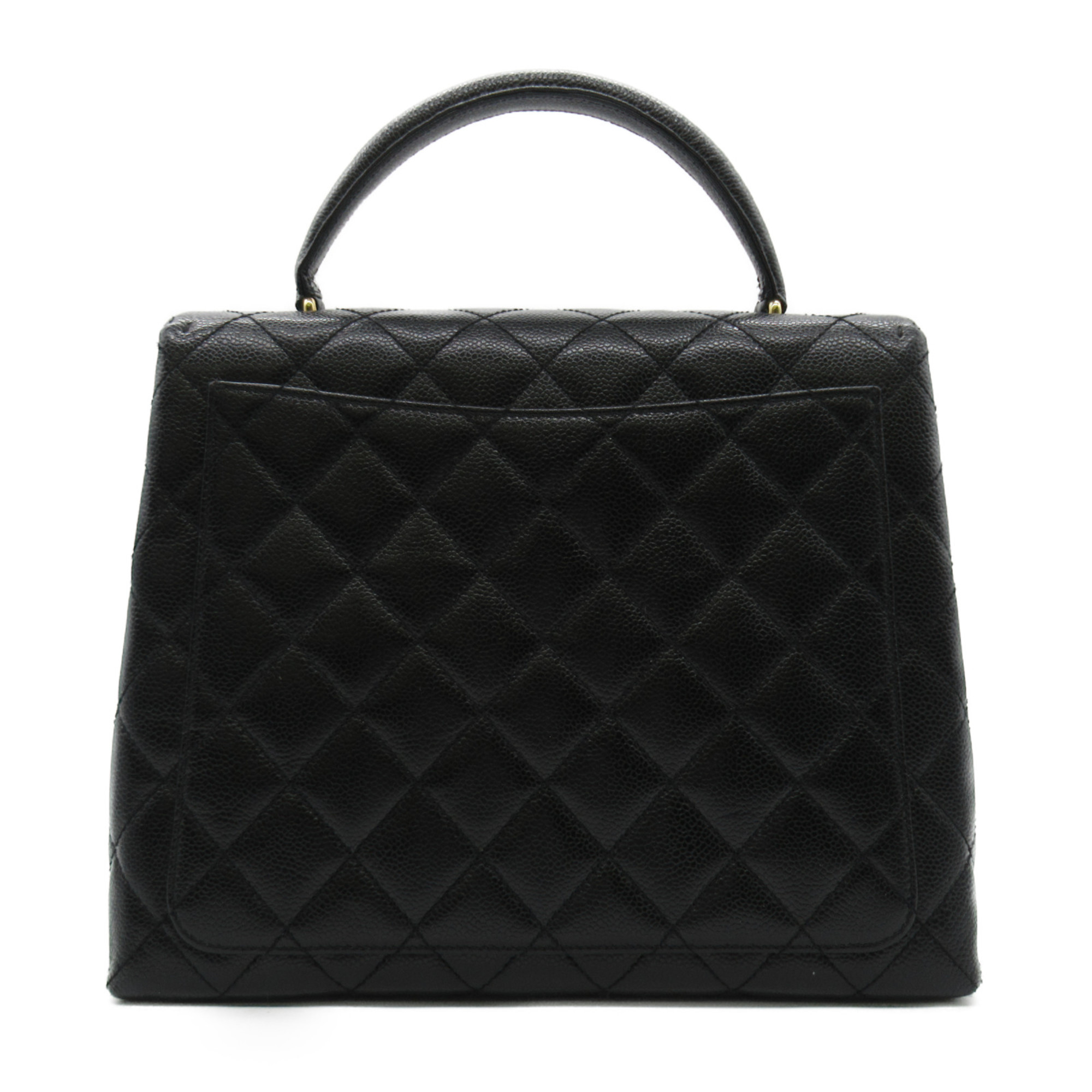 CHANEL Matelasse Handbag Black Caviar Skin (Grained Calf)