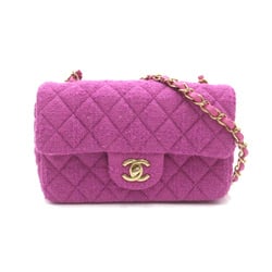 CHANEL Mini Materasse Chain Shoulder Purple tweed A69900