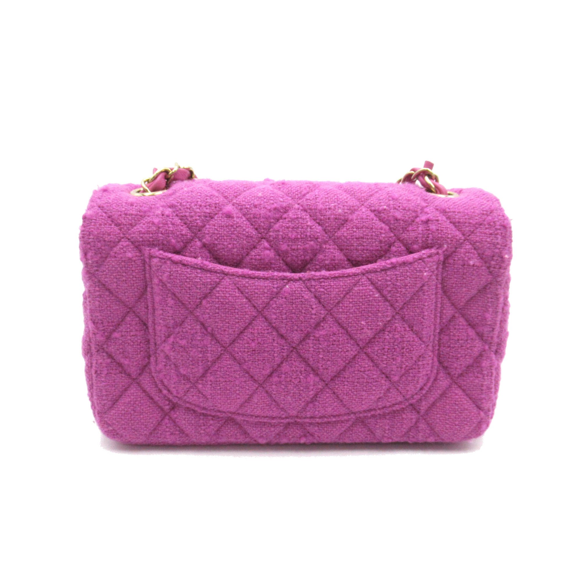 CHANEL Mini Materasse Chain Shoulder Purple tweed A69900