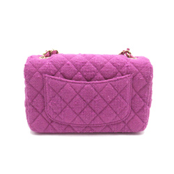 CHANEL Mini Materasse Chain Shoulder Purple tweed A69900