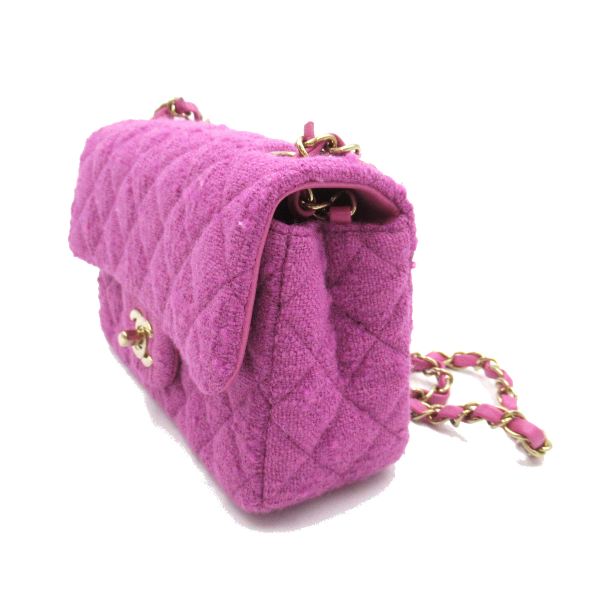 CHANEL Mini Materasse Chain Shoulder Purple tweed A69900