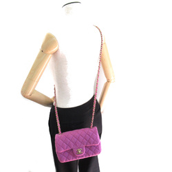 CHANEL Mini Materasse Chain Shoulder Purple tweed A69900