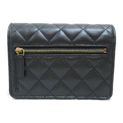 CHANEL Mini Matelasse Chain Wallet Shoulder Bag Black Caviar Skin (Grained Calf) AP3910