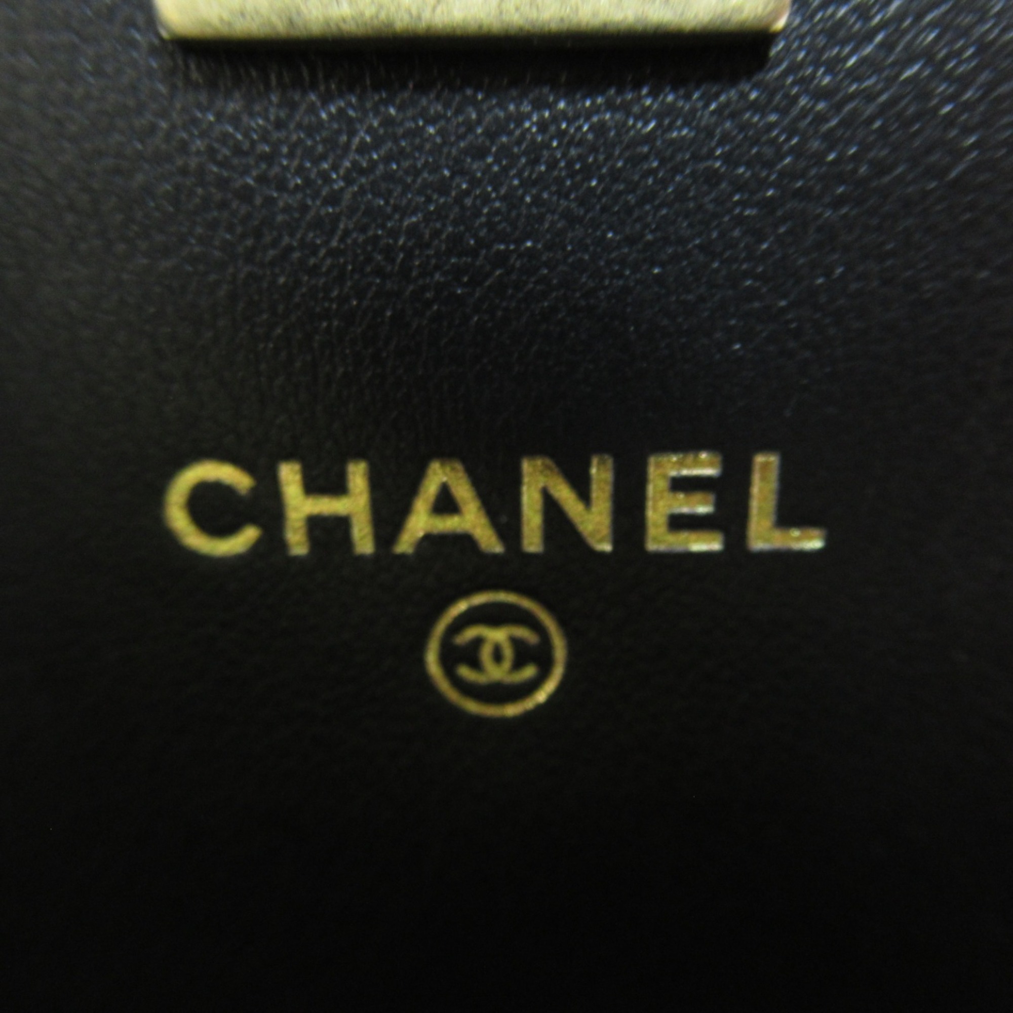 CHANEL Mini Matelasse Chain Wallet Shoulder Bag Black Caviar Skin (Grained Calf) AP3910