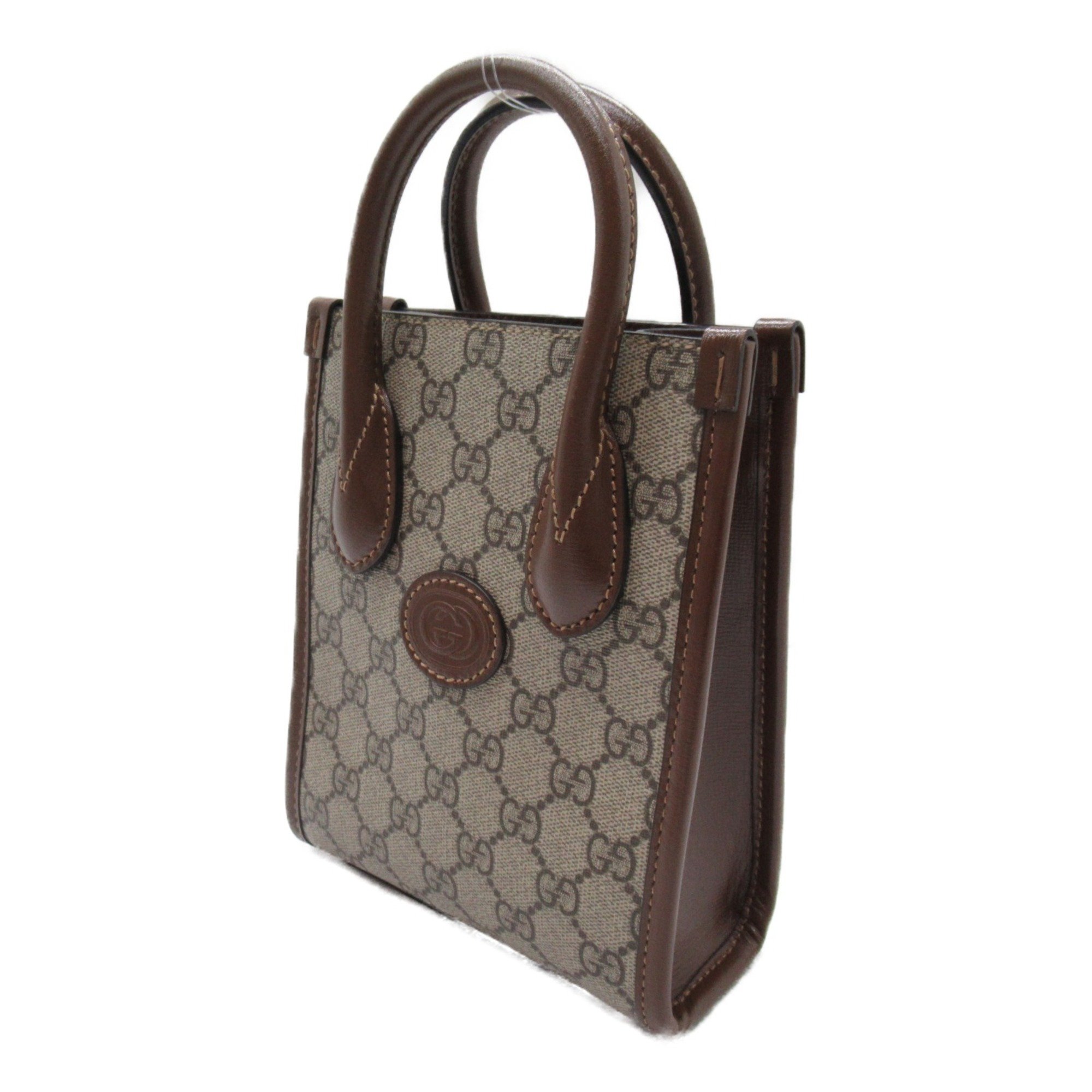 GUCCI GG Supreme 2way Shoulder Bag Beige Brown leather canvas GG Supreme 671623