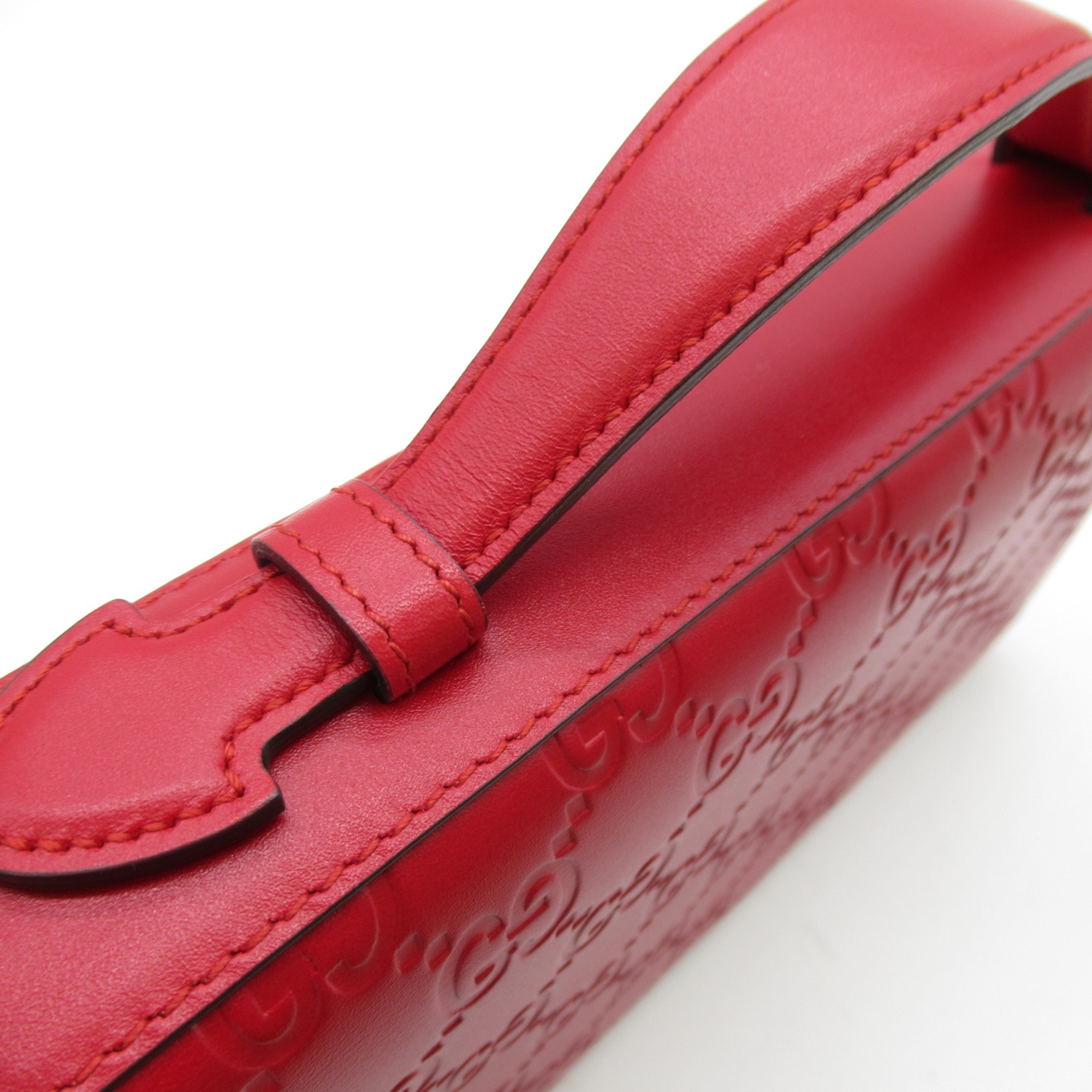 GUCCI Gucci shima travel case Red leather 395474