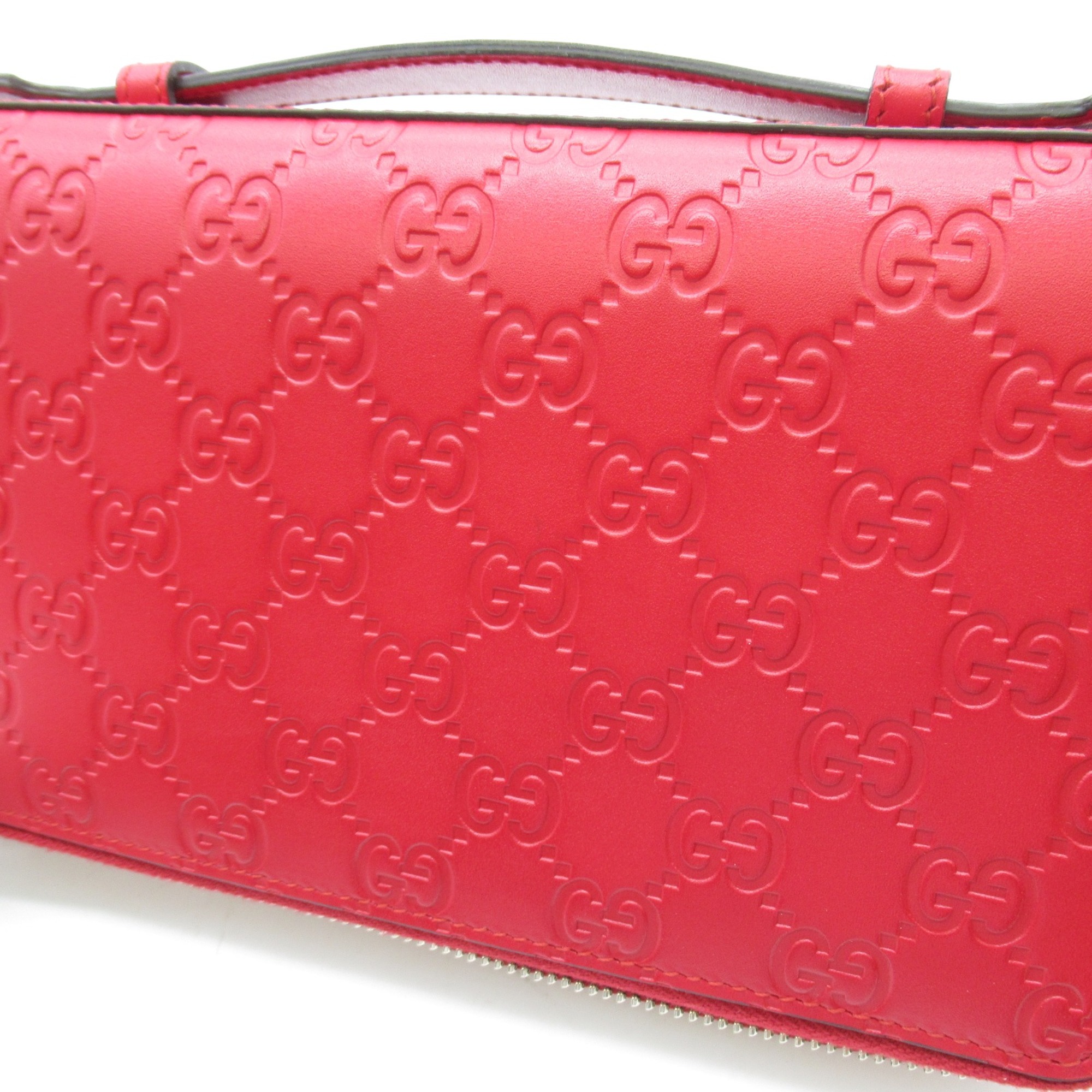 GUCCI Gucci shima travel case Red leather 395474