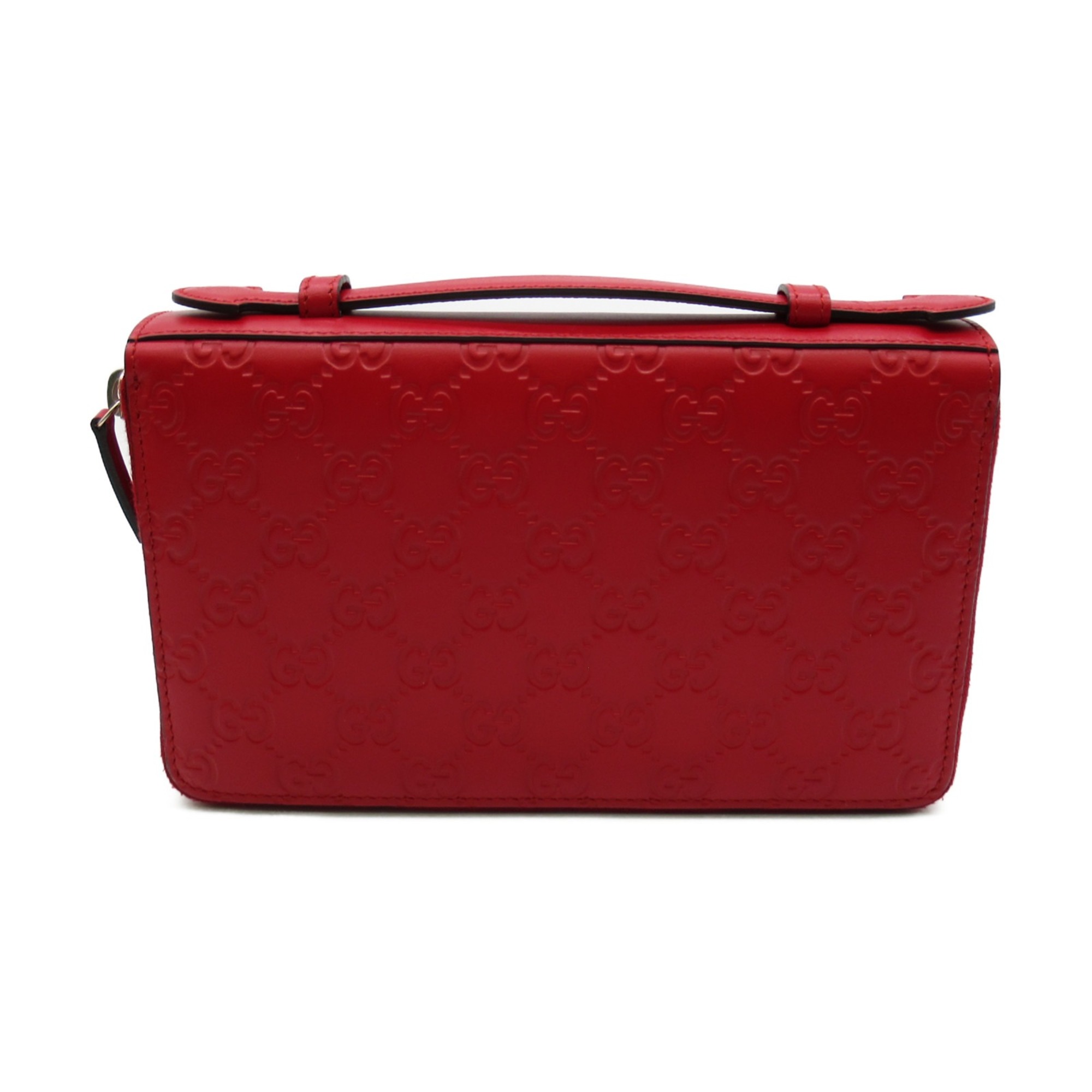 GUCCI Gucci shima travel case Red leather 395474