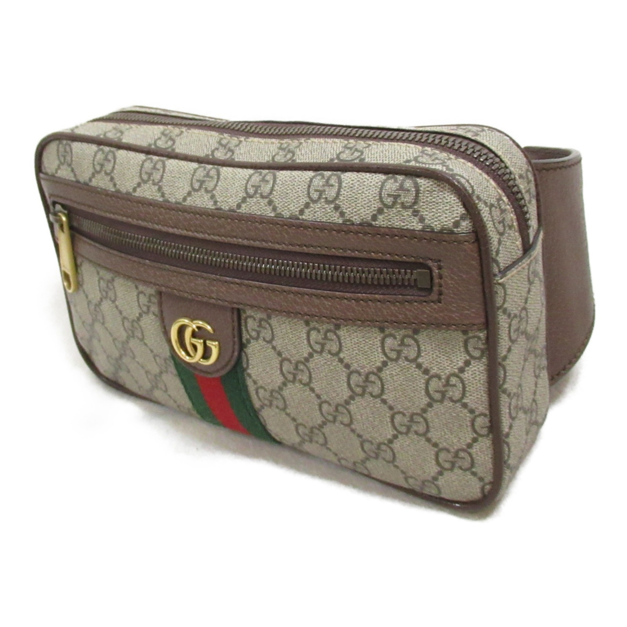 GUCCI GG Supreme Waist Bag Body Bag Beige PVC coated canvas 574796