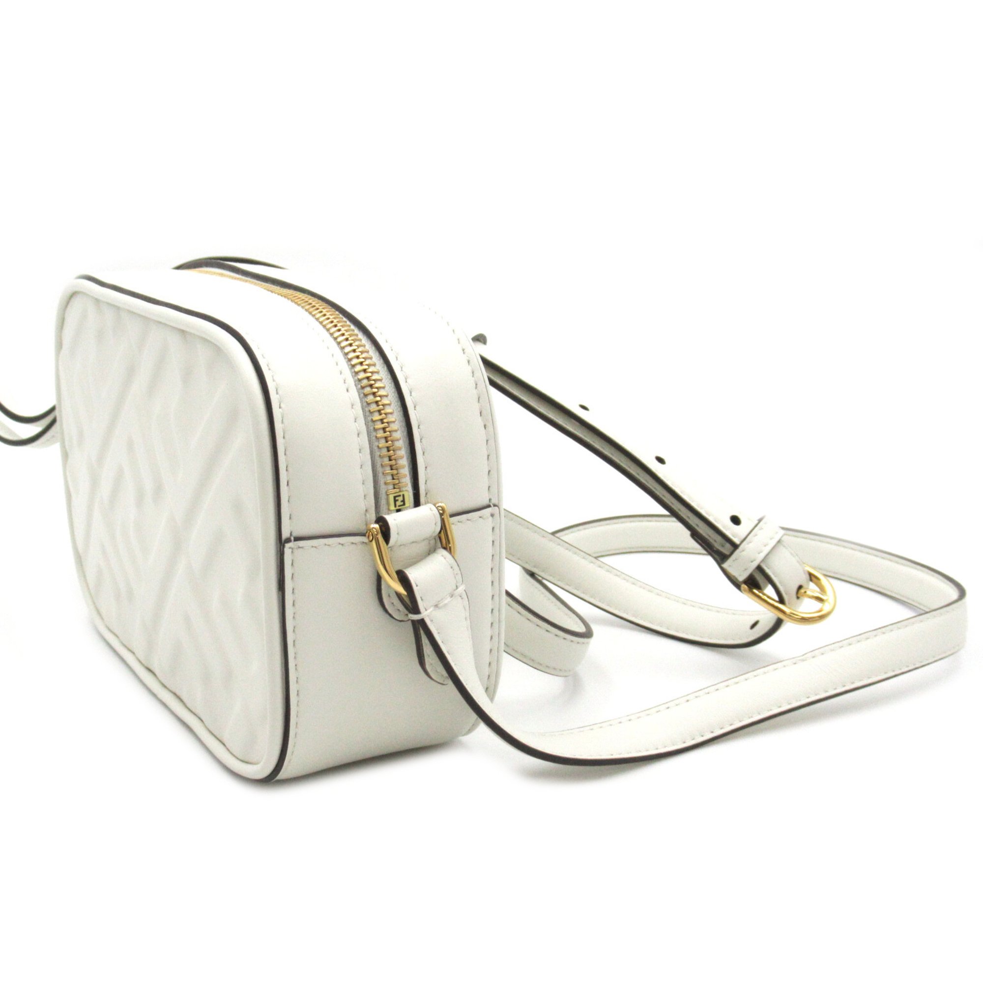 FENDI Camera Mini Shoulder Bag White leather 8BS077ANWTF0QVL