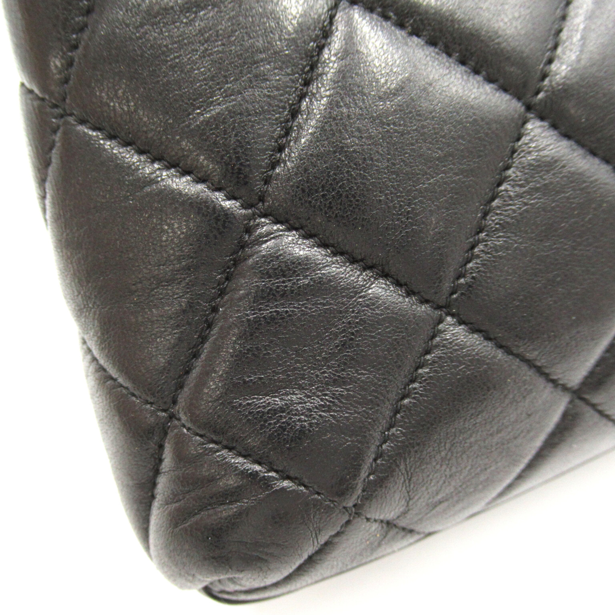 CHANEL Matelasse Handbag Black Lambskin (sheep leather)