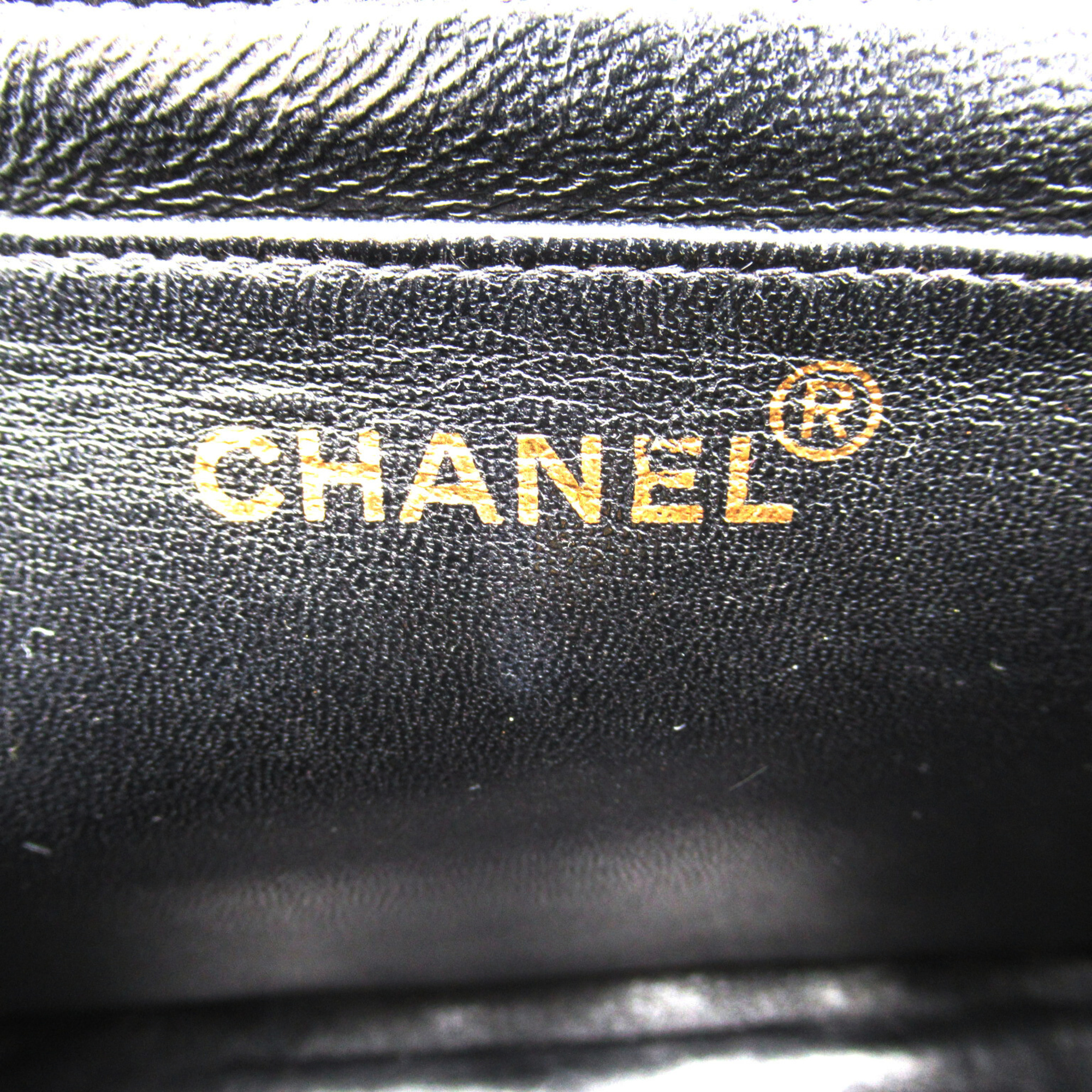 CHANEL Matelasse Handbag Black Lambskin (sheep leather)