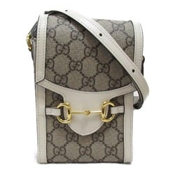 GUCCI Horsebit Shoulder Bag Beige White canvas GG Supreme 625615