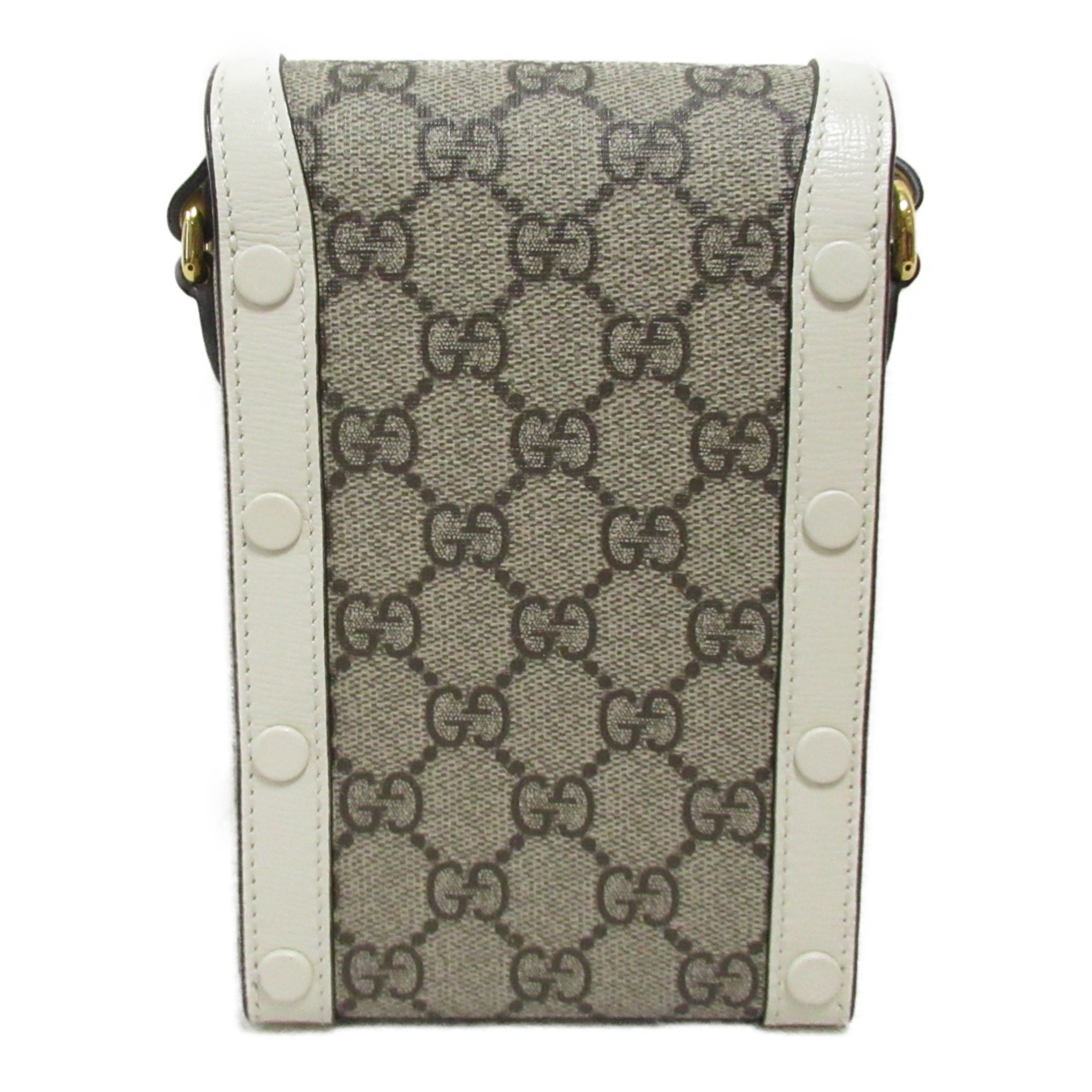 GUCCI Horsebit Shoulder Bag Beige White canvas GG Supreme 625615