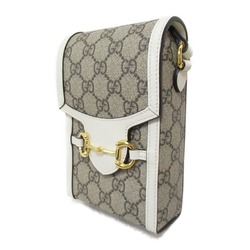 GUCCI Horsebit Shoulder Bag Beige White canvas GG Supreme 625615