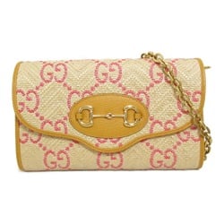 GUCCI Shoulder Bag Beige Yellow leather straw 677296