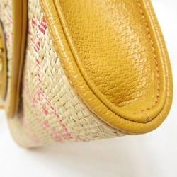 GUCCI Shoulder Bag Beige Yellow leather straw 677296