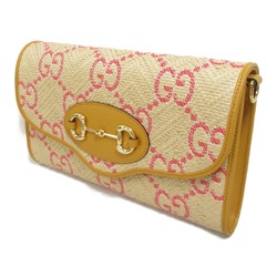 GUCCI Shoulder Bag Beige Yellow leather straw 677296