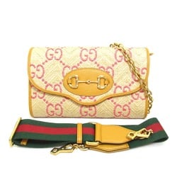 GUCCI Shoulder Bag Beige Yellow leather straw 677296