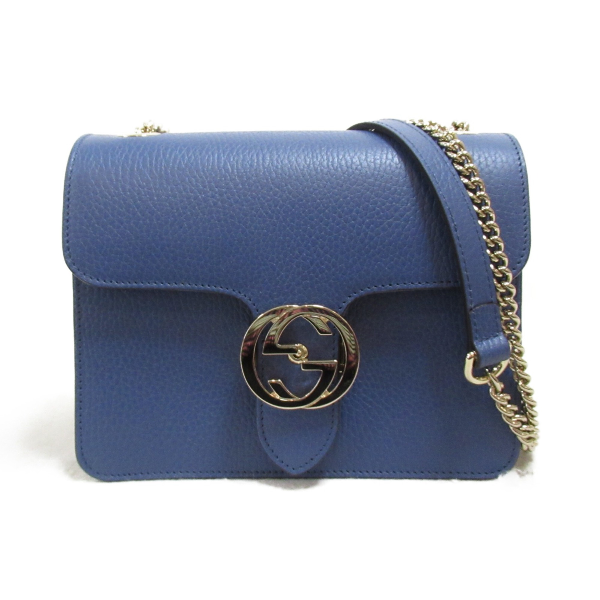 GUCCI ChainShoulder Bag Blue leather 510314