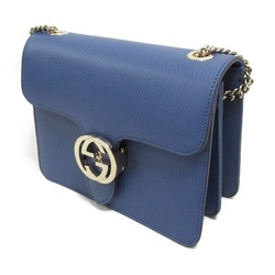 GUCCI ChainShoulder Bag Blue leather 510314