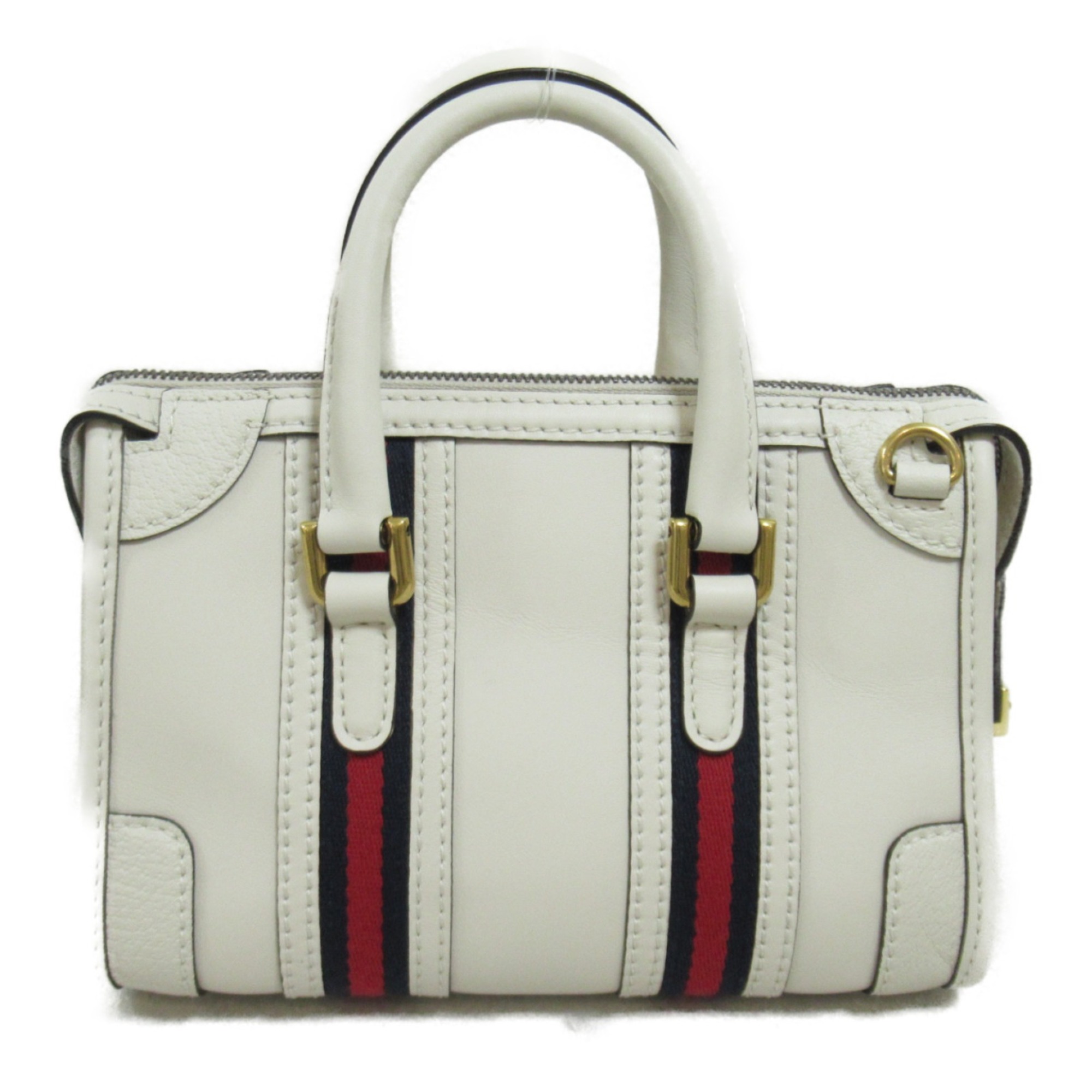 GUCCI Mini Top Handle 2way Shoulder Bag with Double G White leather 715771AAA0O9041