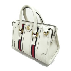 GUCCI Mini Top Handle 2way Shoulder Bag with Double G White leather 715771AAA0O9041