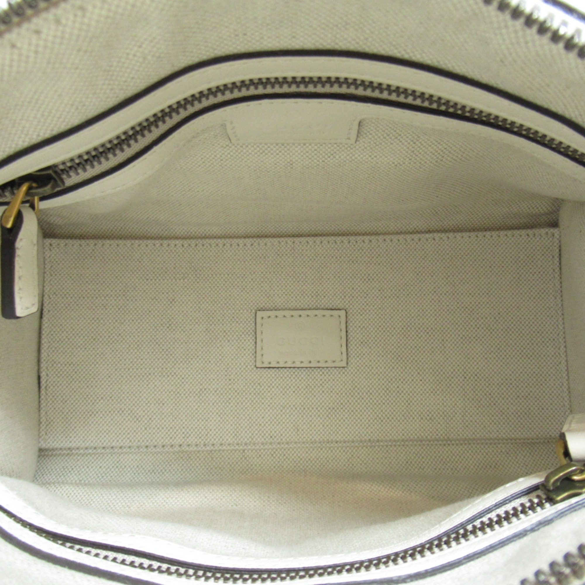 GUCCI Mini Top Handle 2way Shoulder Bag with Double G White leather 715771AAA0O9041