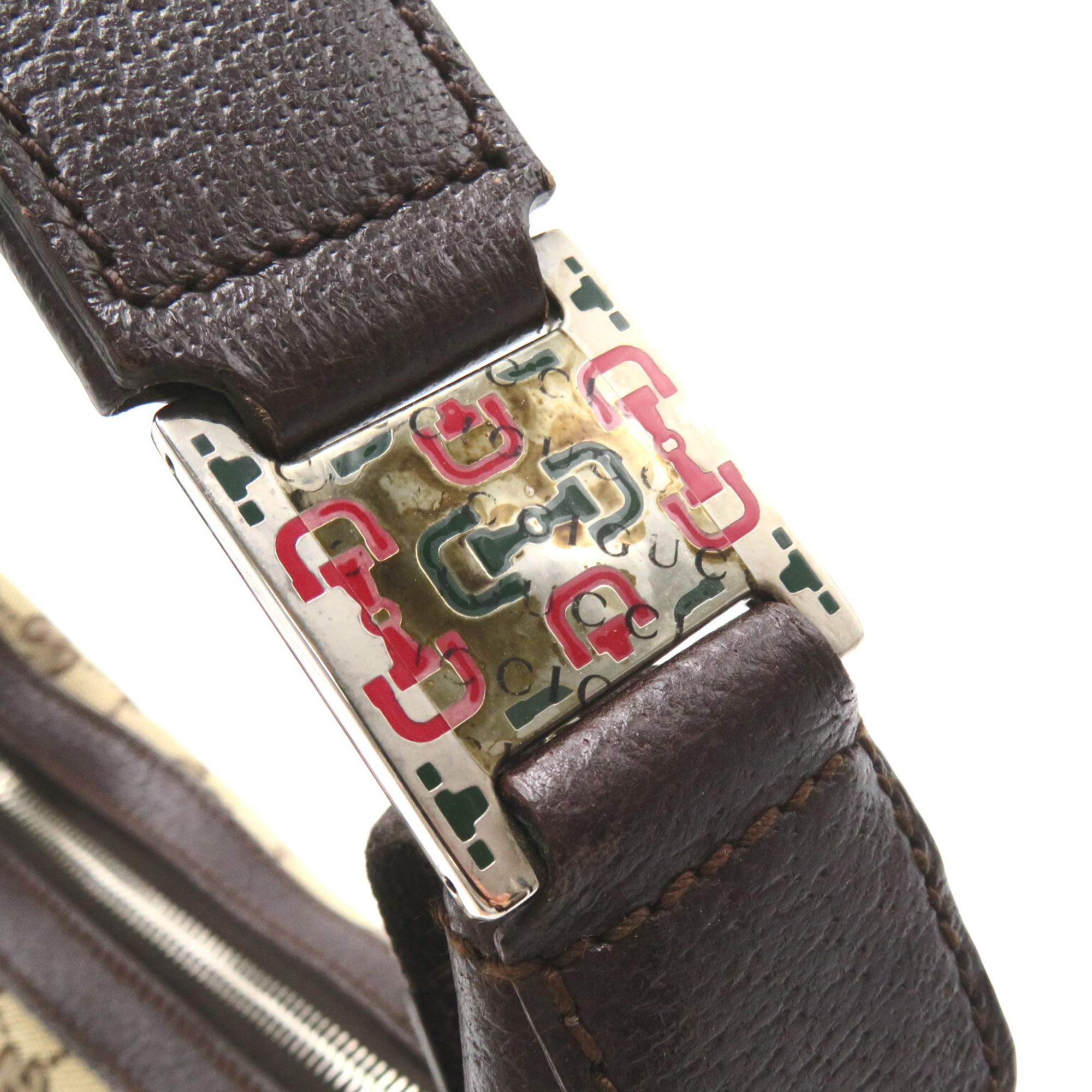 GUCCI one belt Beige Brown Beige /dark brown canvas leather 145811