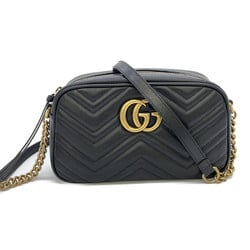 GUCCI GG Marmond Shoulder Bag Beige Black GG canvas leather 447632