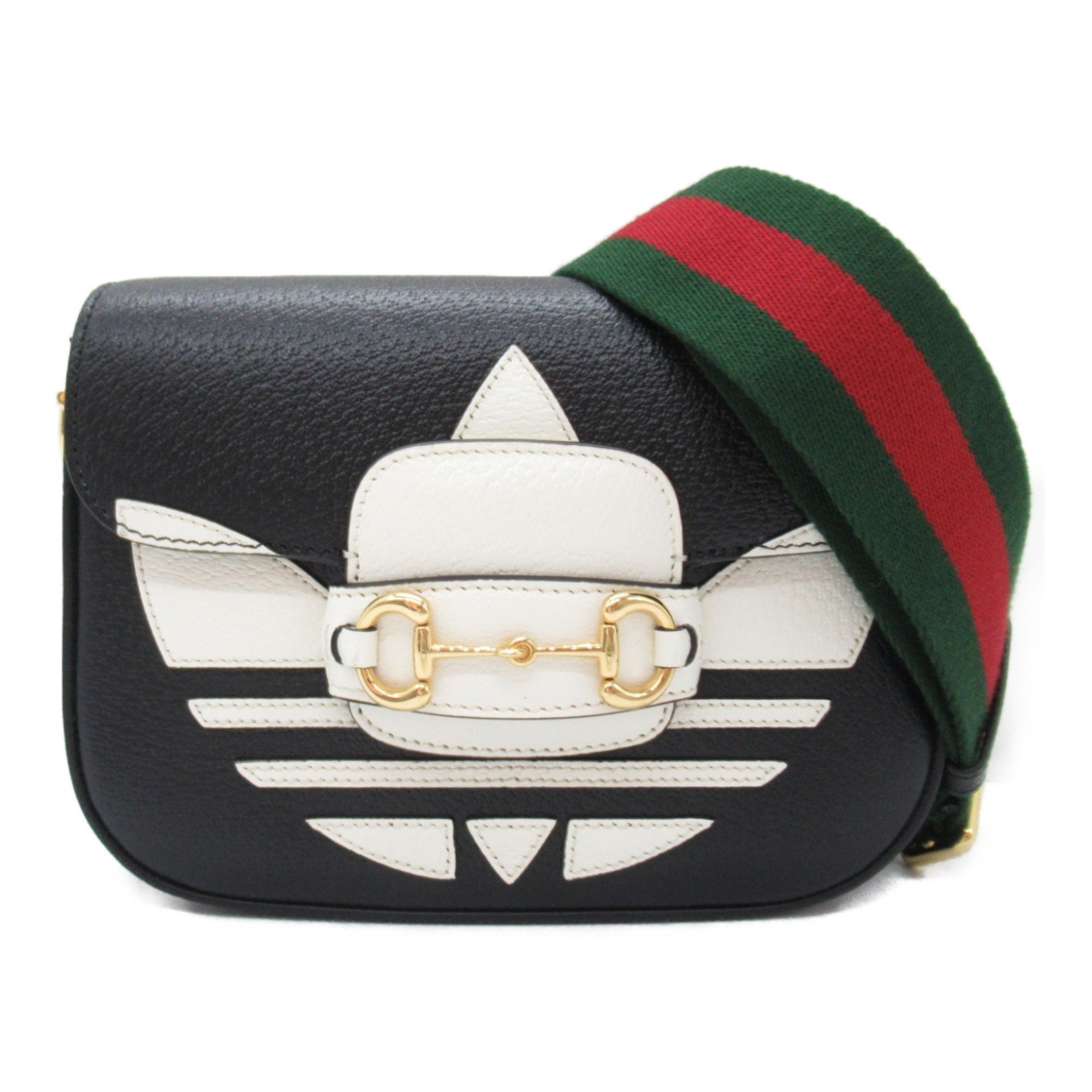 GUCCI x adidas Shoulder Bag Black White leather 658574