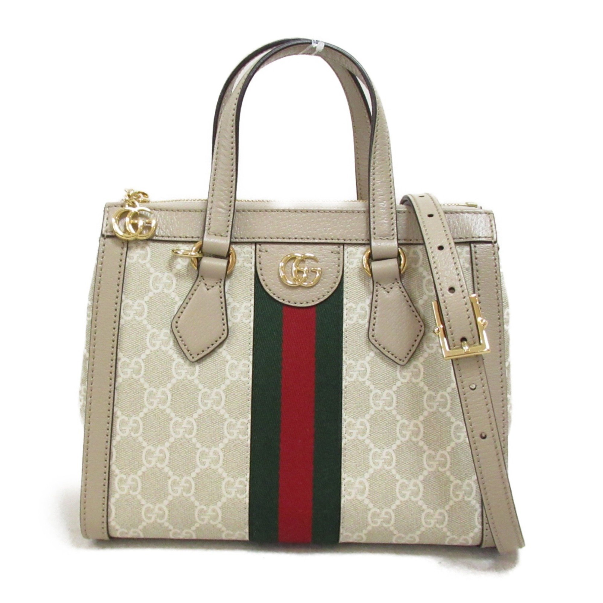 GUCCI OPHIDIA 2way Shoulder Bag Beige PVC coated canvas leather 547551