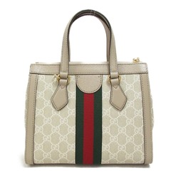 GUCCI OPHIDIA 2way Shoulder Bag Beige PVC coated canvas leather 547551