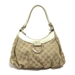 GUCCI One Shoulder Bag Beige Gold leather canvas 190525