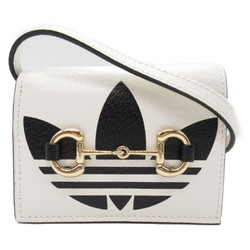 GUCCI x adidas Shoulder Compact Wallet White Black leather 702248