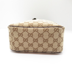 GUCCI Shoulder Bag Beige Dark brown canvas leather 122759