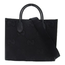 GUCCI Jumbo GG 2Way Tote Bag Black leather canvas Jumbo GG 680956