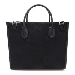 GUCCI Jumbo GG 2Way Tote Bag Black leather canvas Jumbo GG 680956