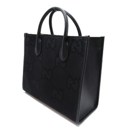 GUCCI Jumbo GG 2Way Tote Bag Black leather canvas Jumbo GG 680956