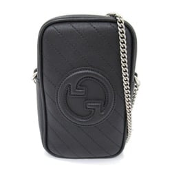 GUCCI Chain Pochette Shoulder Bag Black Calfskin (cowhide) 760315