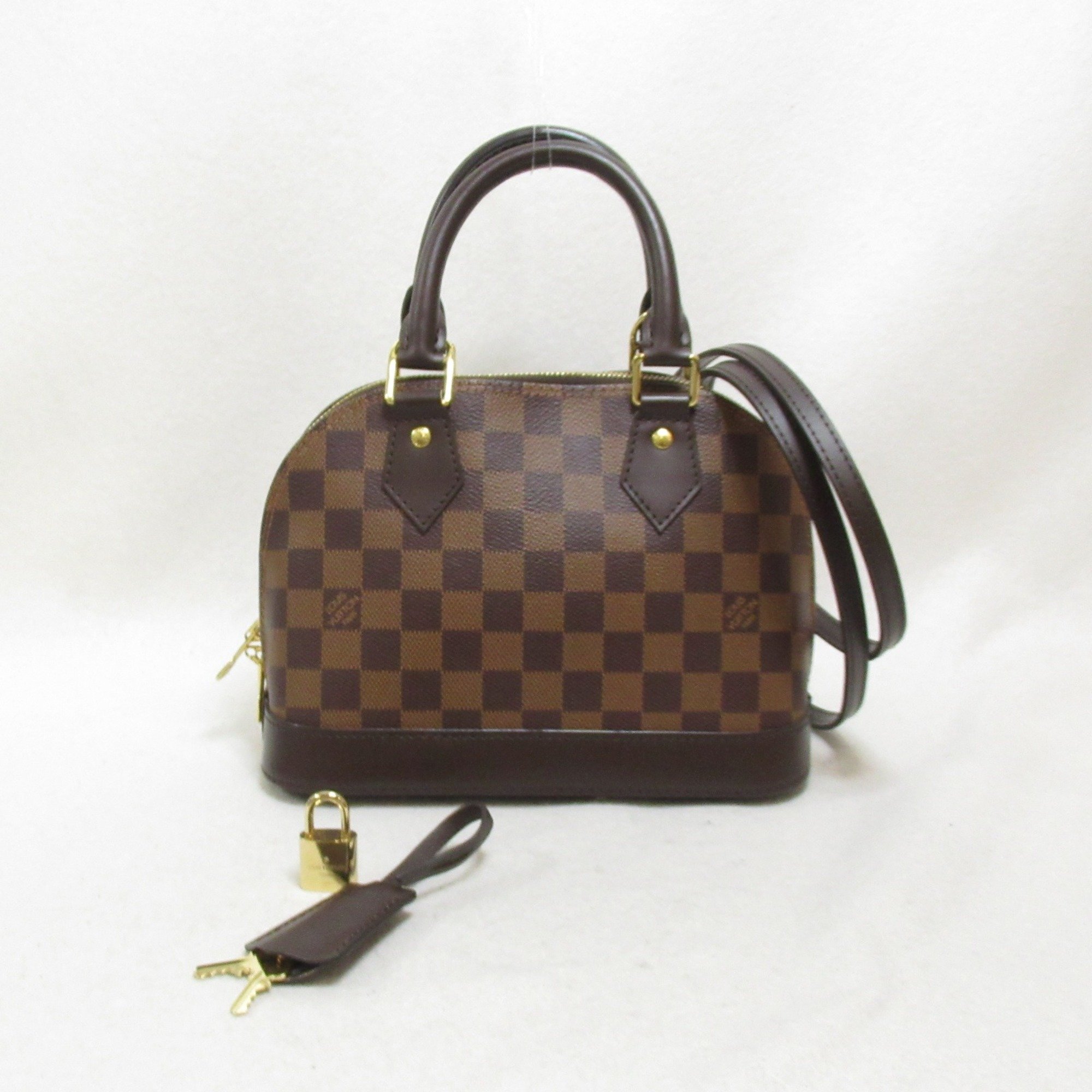 LOUIS VUITTON Alma BB 2way Shoulder Bag Brown Ebene Damier PVC coated canvas N41221